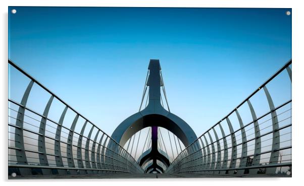Solvesborg Pedestrian Bridge at Dusk Acrylic by Antony McAulay