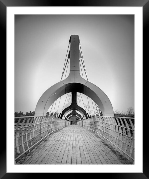 Solvesborg Pedestrian Bridge with Jogger Framed Mounted Print by Antony McAulay