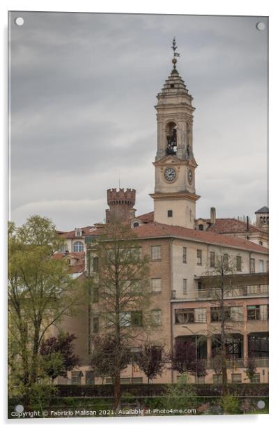 Clock Tower of Ivrea Italy  Acrylic by Fabrizio Malisan