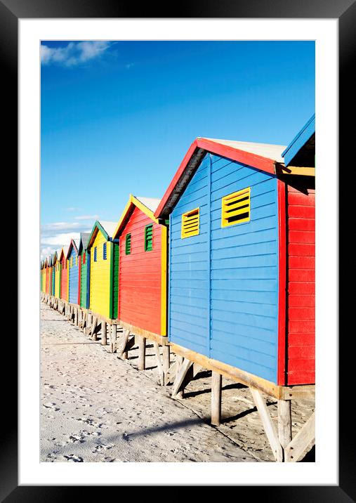 Beach Huts at Muizenberg Beach, South Africa Framed Mounted Print by Neil Overy