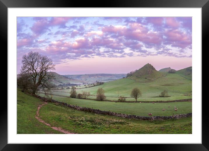 Dawn light over Parkhouse hill in the Peak District  Framed Mounted Print by John Finney