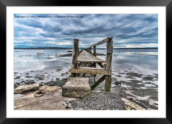 Culross Pier  Framed Mounted Print by Valerie Paterson