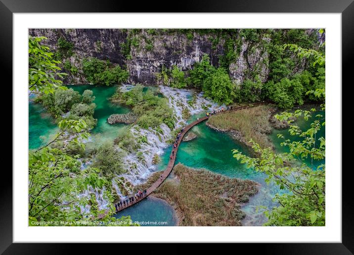 Waterfall cascade of Plitvice lakes park Framed Mounted Print by Maria Vonotna
