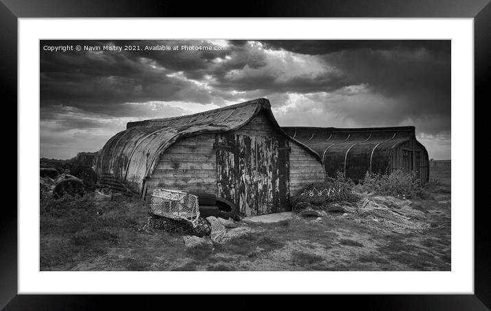 Traditional boat sheds of Lindisfarne  Framed Mounted Print by Navin Mistry
