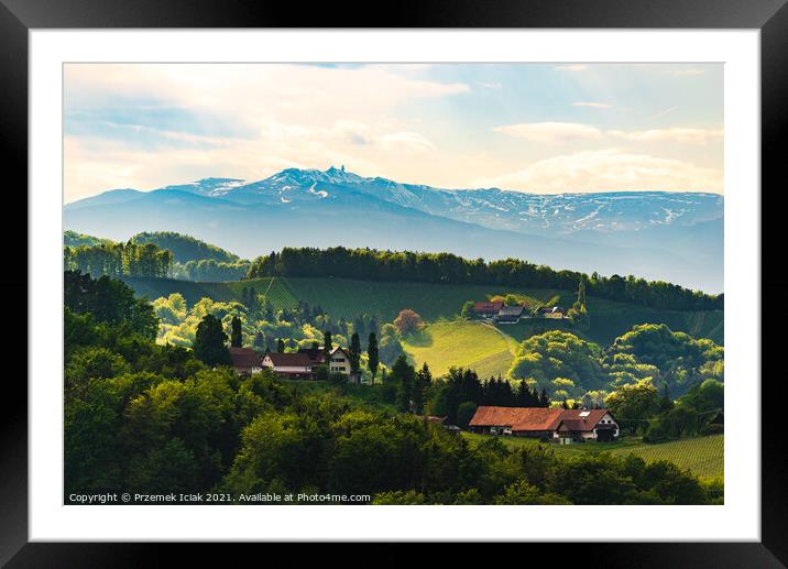 View from famous wine street in south styria, Austria on tuscany like vineyard hills. Framed Mounted Print by Przemek Iciak