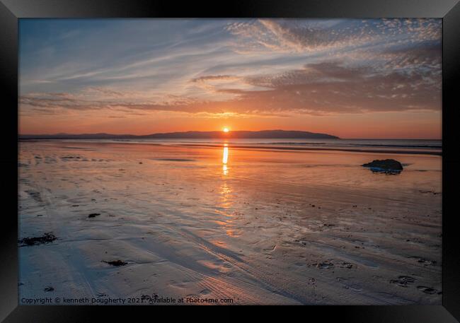 Sunset Downhill Beach, County Londonderry Framed Print by kenneth Dougherty
