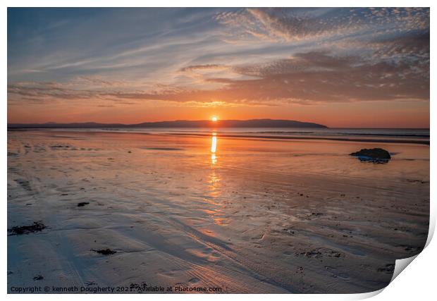 Sunset Downhill Beach, County Londonderry Print by kenneth Dougherty