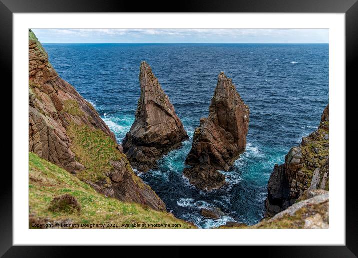 Sea stacks Tory Island, Donegal,Ireland. Framed Mounted Print by kenneth Dougherty