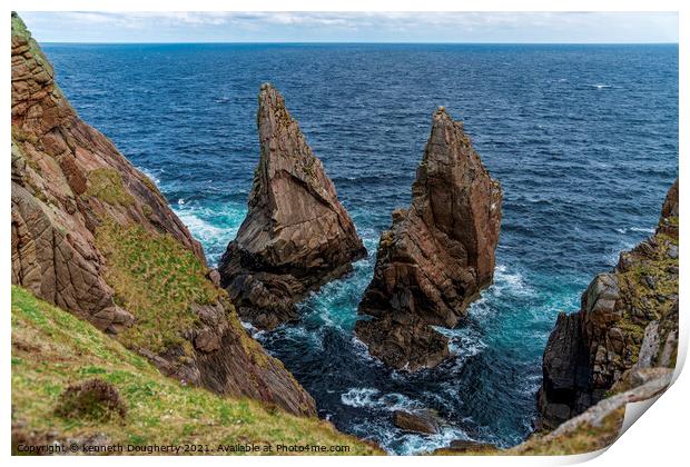 Sea stacks Tory Island, Donegal,Ireland. Print by kenneth Dougherty