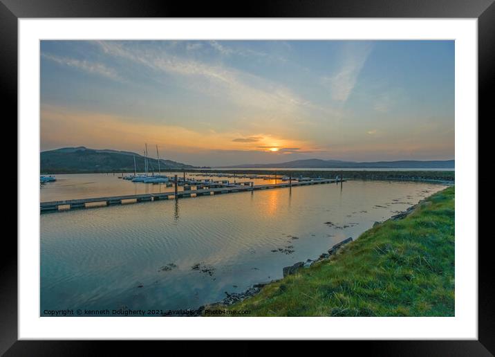 Sunset at Fahan Marina, Donegal, Ireland. Framed Mounted Print by kenneth Dougherty