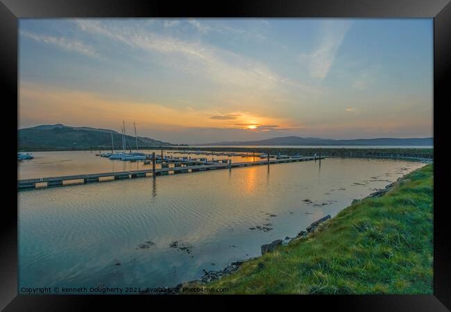 Sunset at Fahan Marina, Donegal, Ireland. Framed Print by kenneth Dougherty
