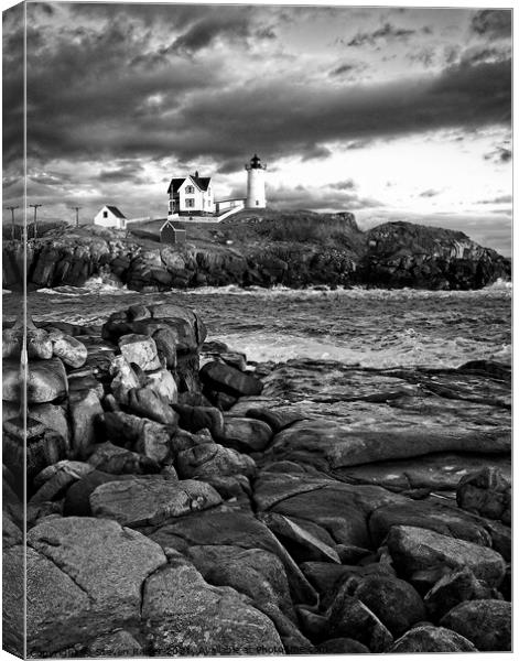 Nubble Lighthouse, Maine 5bw Canvas Print by Steven Ralser