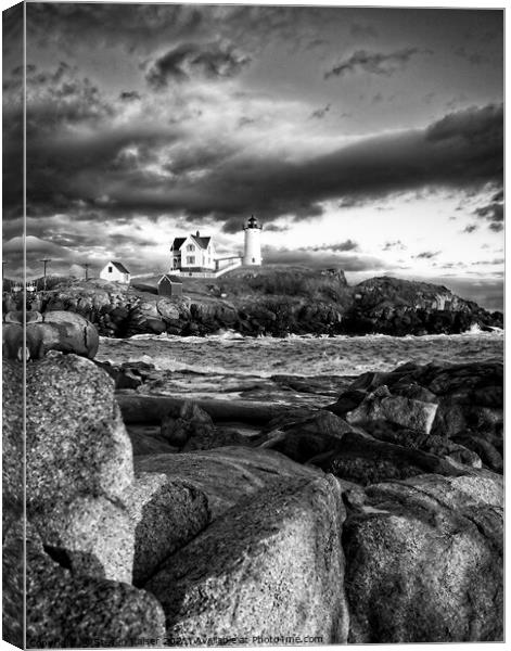 Nubble Lighthouse, Maine 6bw Canvas Print by Steven Ralser