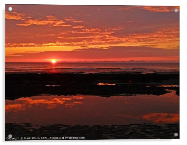 Cumbria beach sunset Acrylic by Mark Ritson