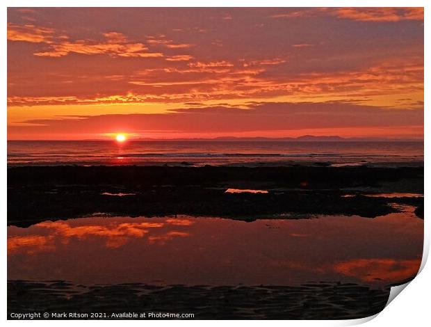 Cumbria beach sunset Print by Mark Ritson