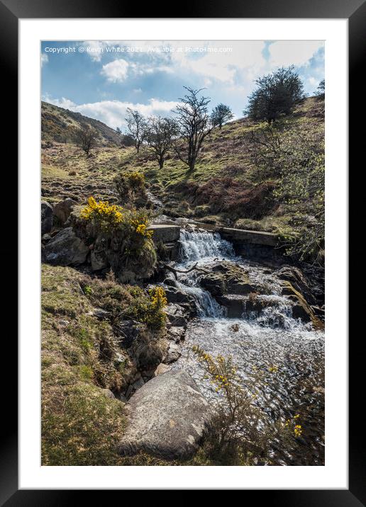 Small waterfall near Meldon reservoir Framed Mounted Print by Kevin White