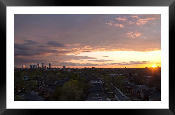 Scenic panoramic sunset view of Toronto skyline Framed Mounted Print by Elijah Lovkoff