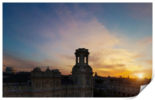 Authentic Old Havana Vieja buildings at sunset in historic city center near Central Park and El Capitolio Print by Elijah Lovkoff