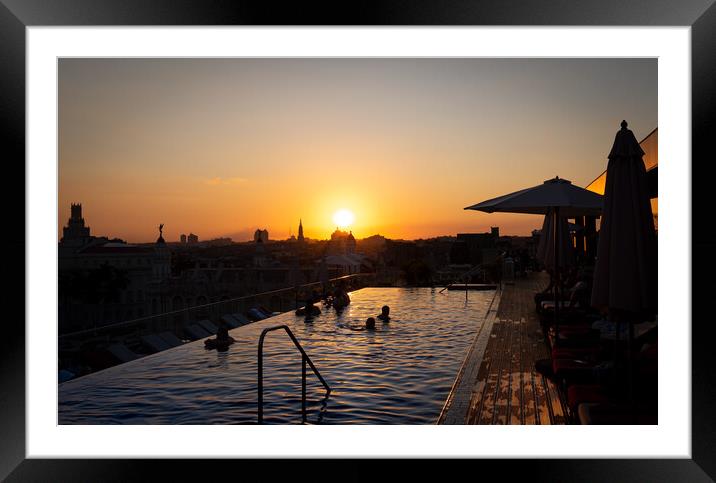 Dramatic sunset over Old Havana Framed Mounted Print by Elijah Lovkoff