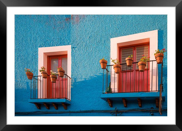 Guanajuato, Mexico, Scenic cobbled streets and traditional colorful colonial architecture in Guanajuato historic city center Framed Mounted Print by Elijah Lovkoff