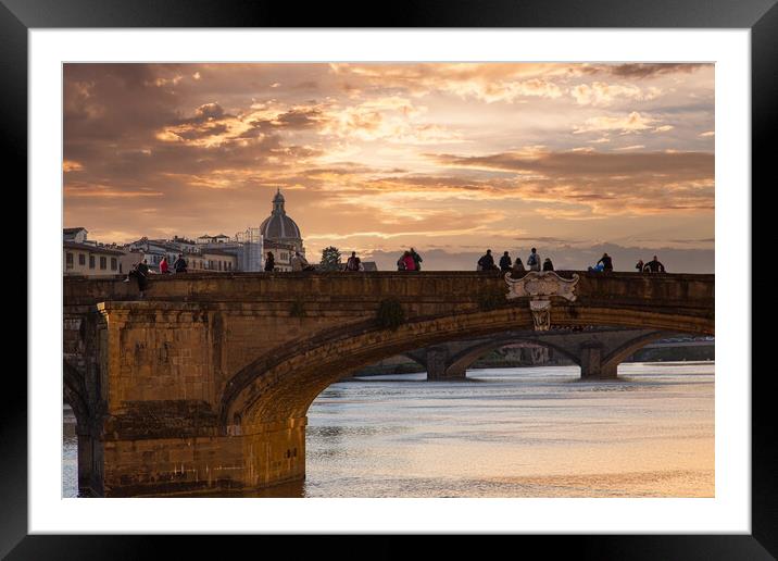 Scenic beautiful Ponte Vecchio bridge in Florence historic city  Framed Mounted Print by Elijah Lovkoff