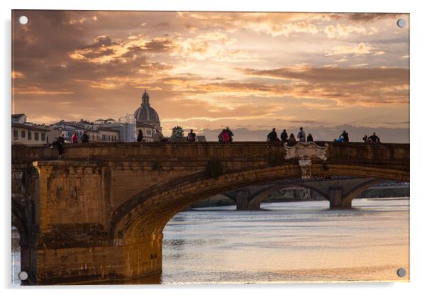 Scenic beautiful Ponte Vecchio bridge in Florence historic city  Acrylic by Elijah Lovkoff