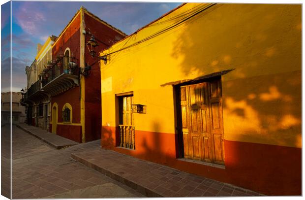 Guanajuato, Mexico, Scenic cobbled streets and traditional colorful colonial architecture in Guanajuato historic city center Canvas Print by Elijah Lovkoff