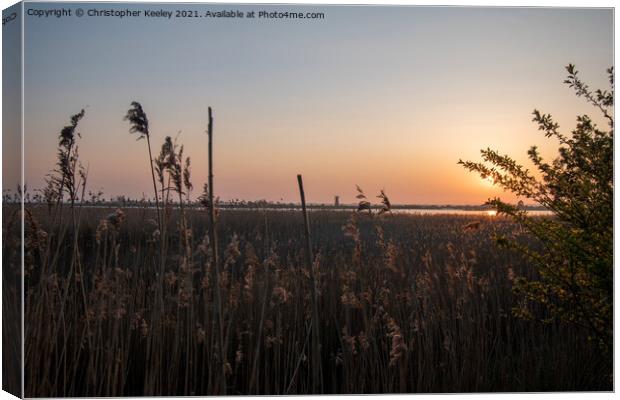 Norfolk Broads sunset Canvas Print by Christopher Keeley