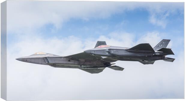 Close-up of the F-35A & F-22A stealth fighters in the USAF Herit Canvas Print by Jason Wells