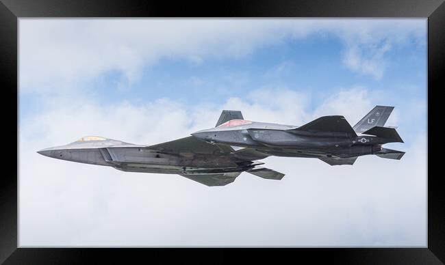 Close-up of the F-35A & F-22A stealth fighters in the USAF Herit Framed Print by Jason Wells