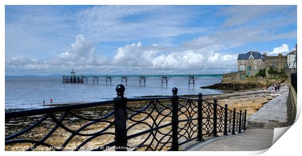Clevedon Beach pier and Promenade  Print by Diana Mower