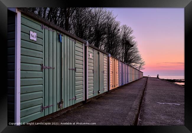 Colwell Bay Beach Huts Framed Print by Wight Landscapes