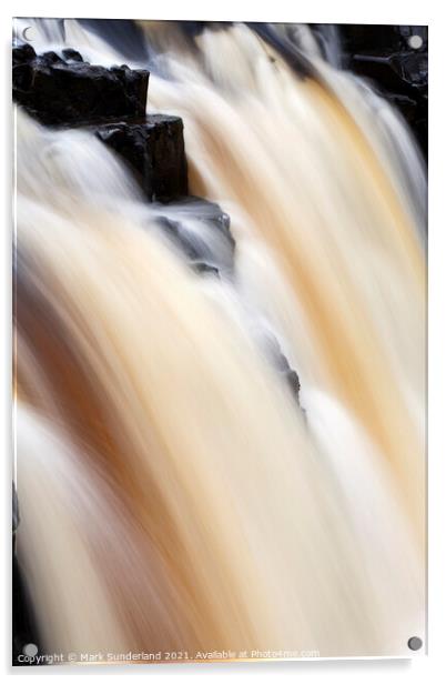 Low Force Waterfall in Upper Teesdale Acrylic by Mark Sunderland