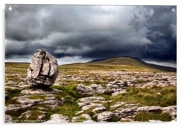 Standing Stone and Whernside Yorkshire Dales Acrylic by Mark Sunderland