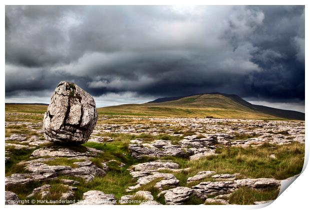 Standing Stone and Whernside Yorkshire Dales Print by Mark Sunderland