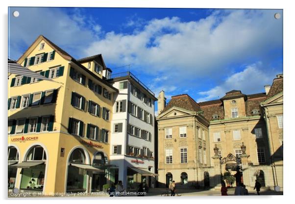Buildings in old town of Zurich, Switzerland Acrylic by M. J. Photography