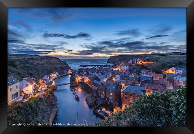 The Blue Hour at Staithes Framed Print by Paul Smith