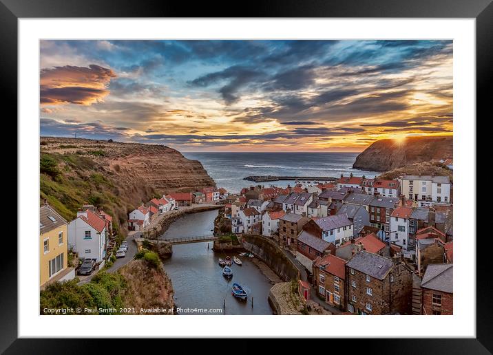 Sunrise over Staithes Framed Mounted Print by Paul Smith