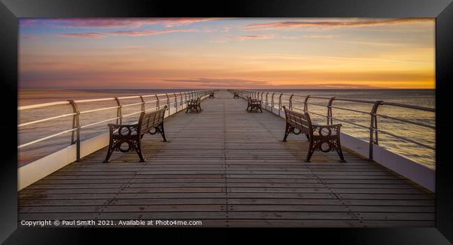 Sunrise at Saltburn Pier Framed Print by Paul Smith