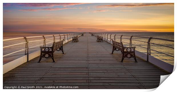 Sunrise at Saltburn Pier Print by Paul Smith