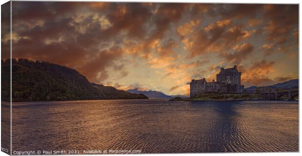 Sunset at Eilean Donan Castle Canvas Print by Paul Smith