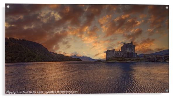 Sunset at Eilean Donan Castle Acrylic by Paul Smith