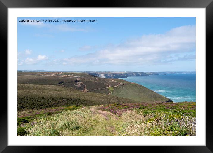 St Agnes mines,St Agnes Head,Cornwall Framed Mounted Print by kathy white