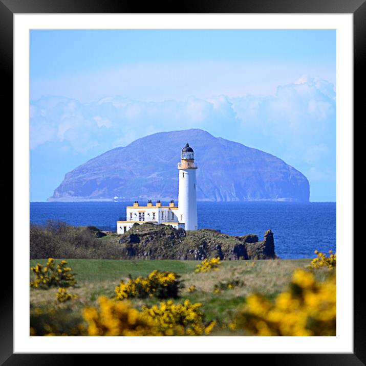 Turnberry lighthouse and Ailsa Craig, Scotland Framed Mounted Print by Allan Durward Photography