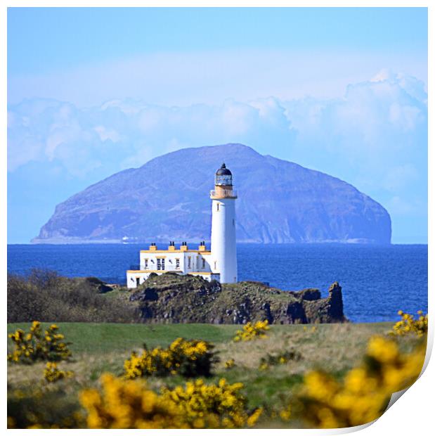 Turnberry lighthouse and Ailsa Craig, Scotland Print by Allan Durward Photography