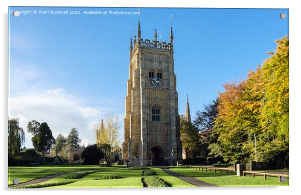 Abbey Bell Tower in Evesham Worcestershire Acrylic by Pearl Bucknall