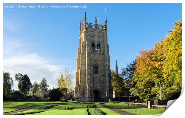 Abbey Bell Tower in Evesham Worcestershire Print by Pearl Bucknall