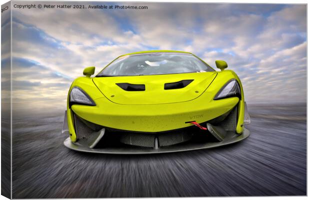 Lime Green GT Racing Car.  Canvas Print by Peter Hatter
