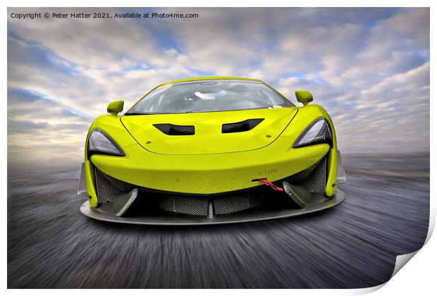 Lime Green GT Racing Car.  Print by Peter Hatter