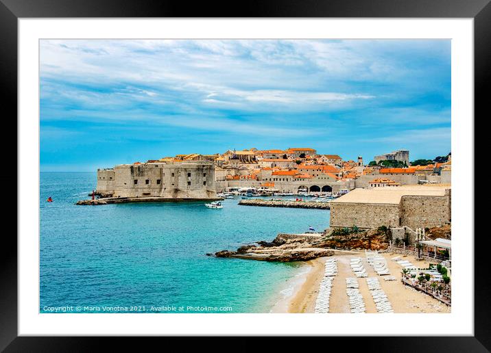 Dubrovnik beach Framed Mounted Print by Maria Vonotna